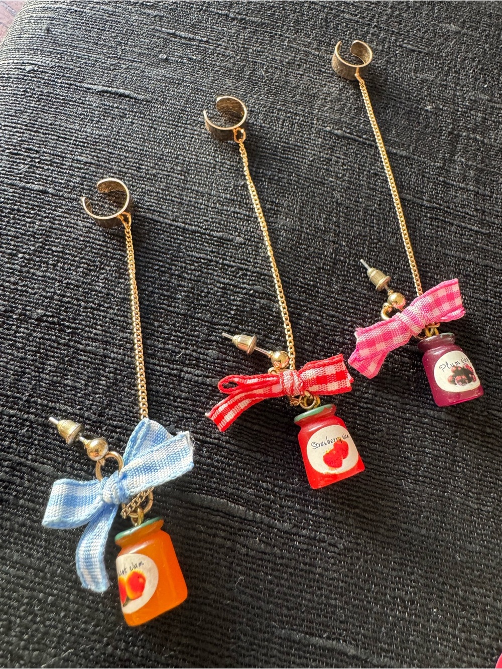 Hot Topic Mini Jam Jar Earrings Cuff Posts Chain Jelly